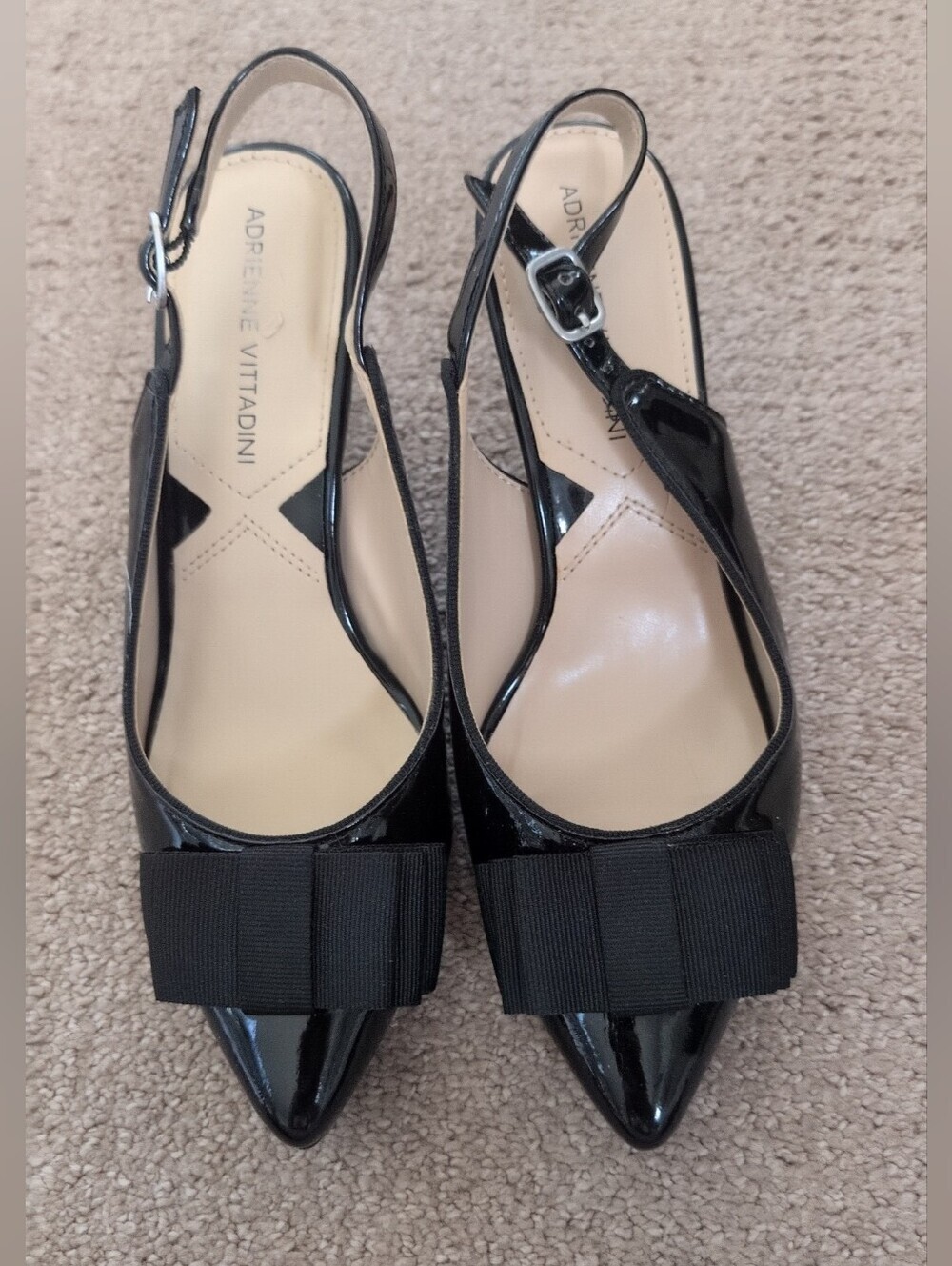 Adrienne Vittadini Shandy Slingback Glossy Black Patent Pumps
